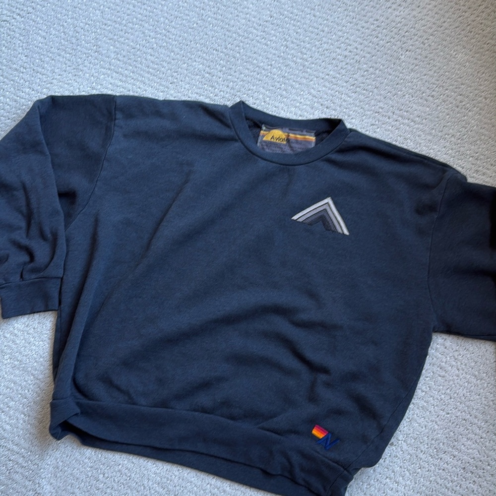 Aviator Nation relaxed crew with Mountain logo- charcoal- size Small